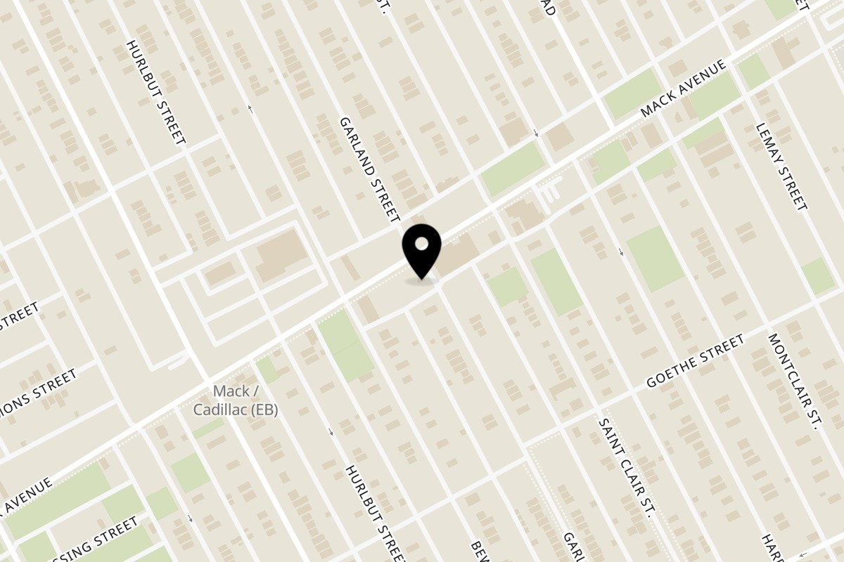 Map showing the location of Three1Seven on 10352 Mack Ave in Detroit